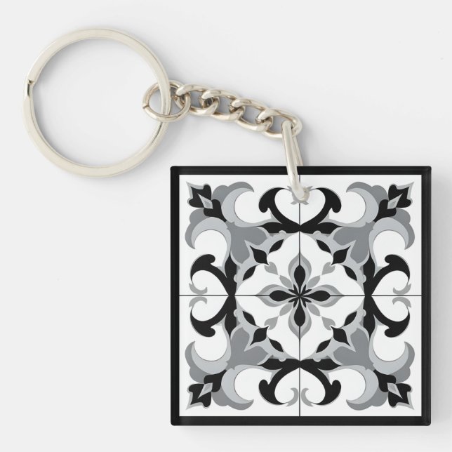 Llavero Estilo español blanco y negro (Frente)