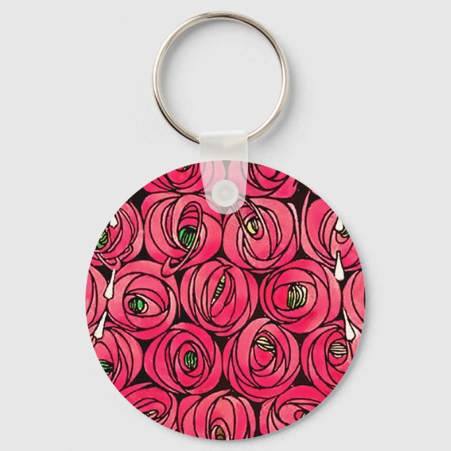 Llavero Estilo Macintosh Art Nouveau Rosa (Anverso)