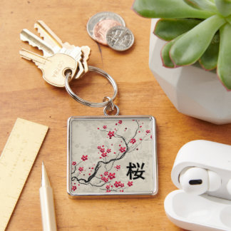 Llavero Estilo oriental Sakura Cherry Blossom Art