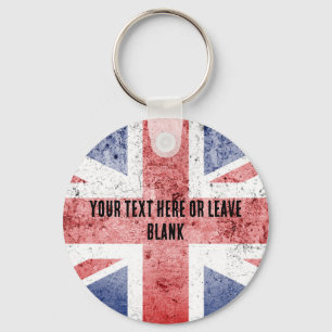 Llavero Estilo pop diseño de Union Jack. Texto personaliza