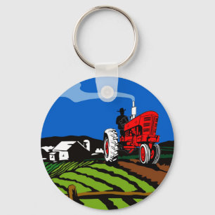 Llavero estilo retro del tractor de granja del vintage