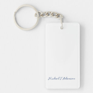 Llavero Estilo Retro Elegante Nombre en Caligrafía Blanca