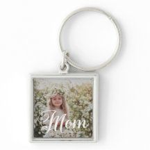 Estiloso Keychain de nombres y fotos de la tipogra