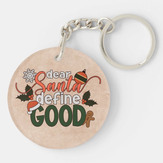 Llavero Estimado Santa Define Buenos Navidades | Keychain (Atrás)