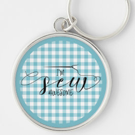 Llavero Estoy Cosido Genial Gingham Azul