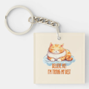 Llavero Estoy probando mi mejor gato Naranja.