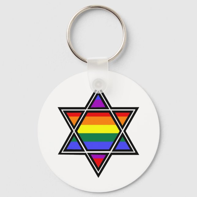 Llavero Estrella arcoiris del orgullo gay personalizable d (Anverso)