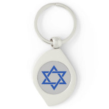 Estrella azul de David de Israel sobre plata mate
