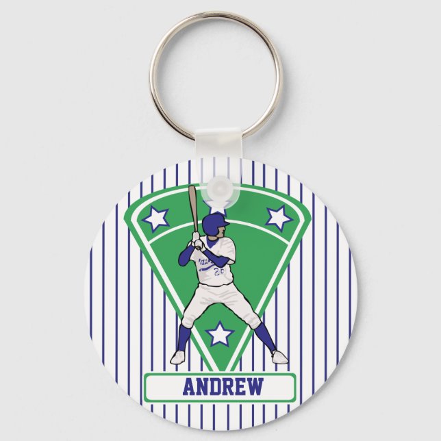 Llavero Estrella azul de la batería de béisbol personaliza (Anverso)