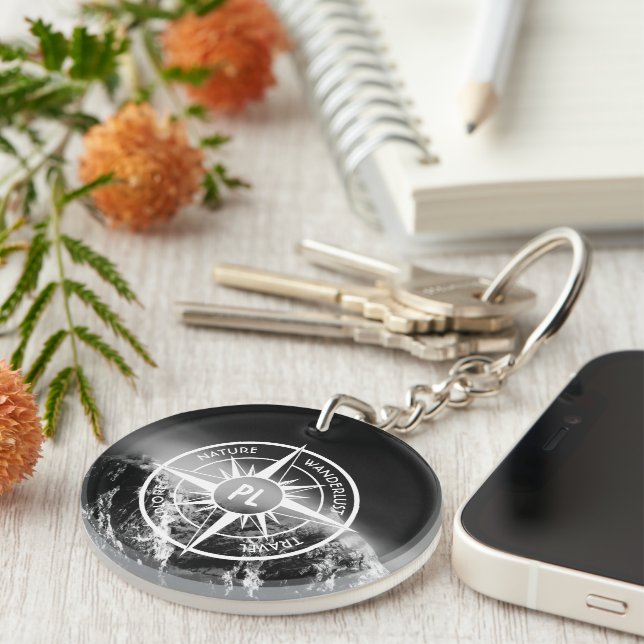 Llavero Estrella de brújula emblema monopólico montañas dr (Frente Derecha)