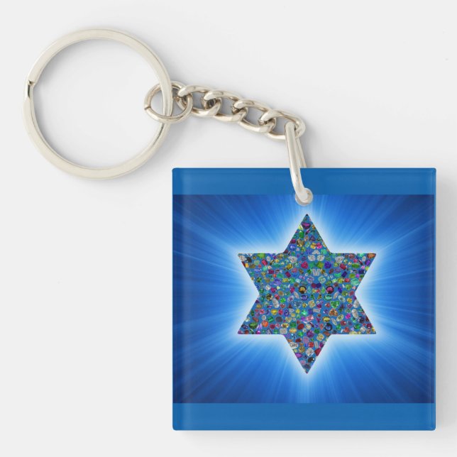 Llavero Estrella de David con guijarros (Frente)