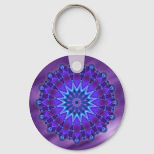 Llavero Estrella de Mandala en azul   oleadas de lila