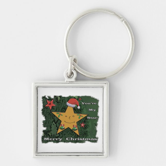 Llavero Estrella de pan de jengibre navideño (Frente)