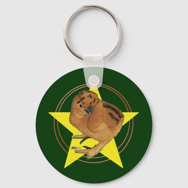 Llavero Estrella de pollo rojo Silkie (Anverso)
