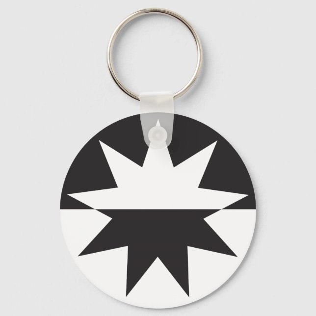 Llavero Estrella del Deco Blanco Negro (Anverso)