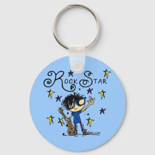 Llavero Estrella del rock del muchacho del pelo negro