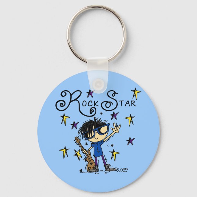 Llavero Estrella del rock del muchacho del pelo negro (Anverso)