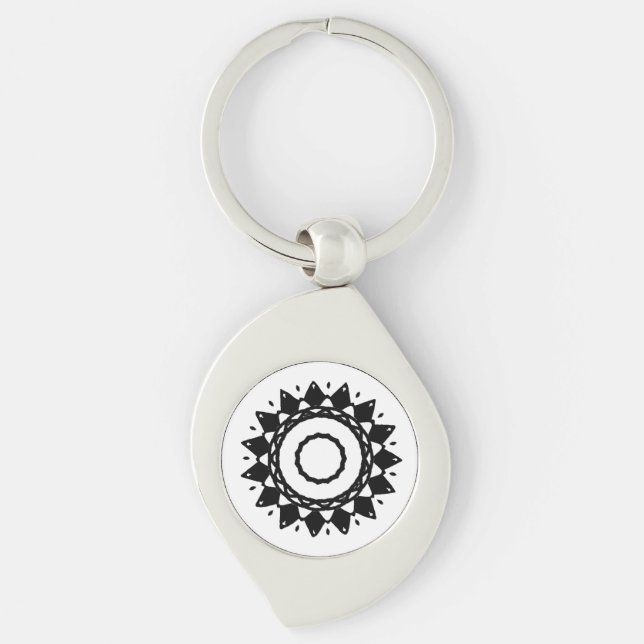 Llavero Estrella del Sol Negro y Blanco (Anverso)