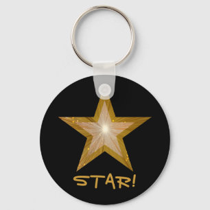 Llavero Estrella dorada 'STAR!' negro del teclado