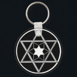 Llavero Estrella redonda de David<br><div class="desc">Estrella de David en blanco y negro en círculo.</div>