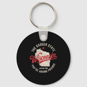 Llavero Estrella retro estatal Wisconsin Badger Hombres Mu