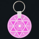 Llavero Estrella rosa brillante de David<br><div class="desc">El diseño de la estrella de David es muy divertido.</div>