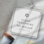 Llavero Estrella simple y elegante de David Bat Mitzvah<br><div class="desc">El diseño se compone de tipografía sans serif y de una juguetona tipografía de escritura cursiva en un simple fondo. Disponible aquí: http://www.zazzle.com/store/selectpartysupplies</div>