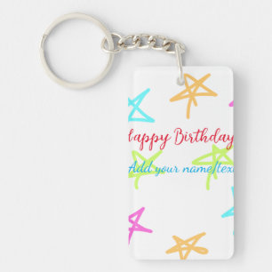 Llavero Estrellas coloridas feliz cumpleaños agregar nombr