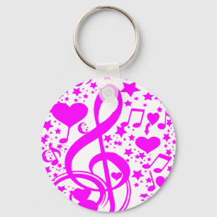 Llavero Estrellas, corazones y las notas musicales - Pink_