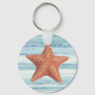 Llavero Estrellas de mar pintadas en rayas azules de la