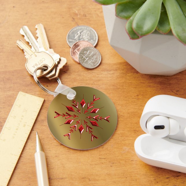 Llavero Estrellas de Navidades rojos sobre oro (Escritorio )