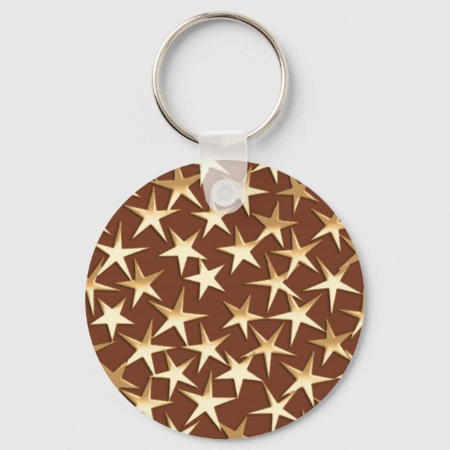 Llavero Estrellas de oro en marrón chocolate (Anverso)