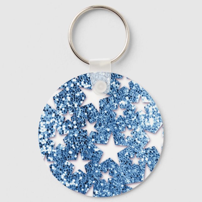 Llavero Estrellas de Purpurina azul (Anverso)
