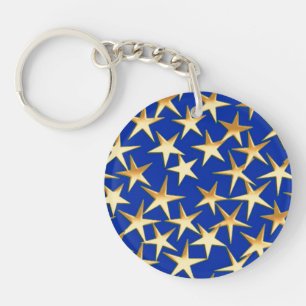 Llavero Estrellas doradas sobre azul cobalto