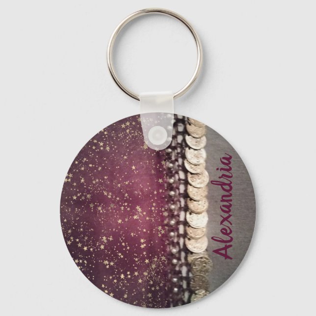 Llavero Estrellas Purpurinoso Púrpura Gitana Scarf (Anverso)