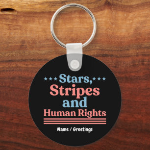 Llavero Estrellas Rayas y Derechos Humanos Retro Feminista