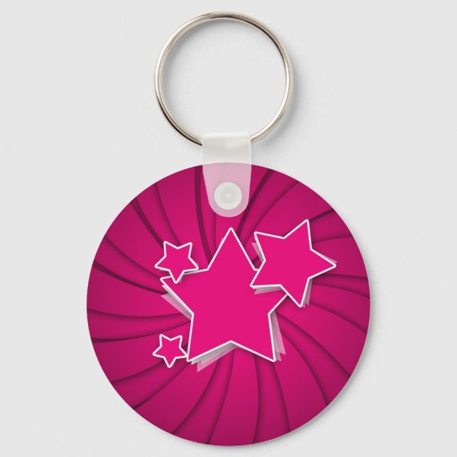 Llavero Estrellas rosadas y fondo giratorio (Anverso)