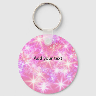 Llavero Estrellas simples de brillo rosa rojo agregue su t