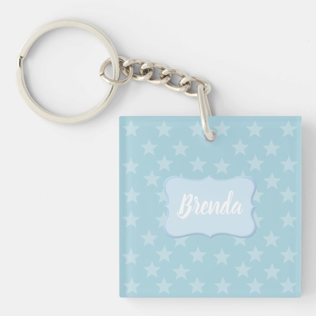Llavero Estrellas sobre el monograma azul o el Personaliza (Frente)