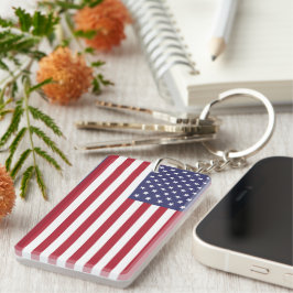 Llavero Estrellas Y Bandera De Rayas Rojas Y Azules