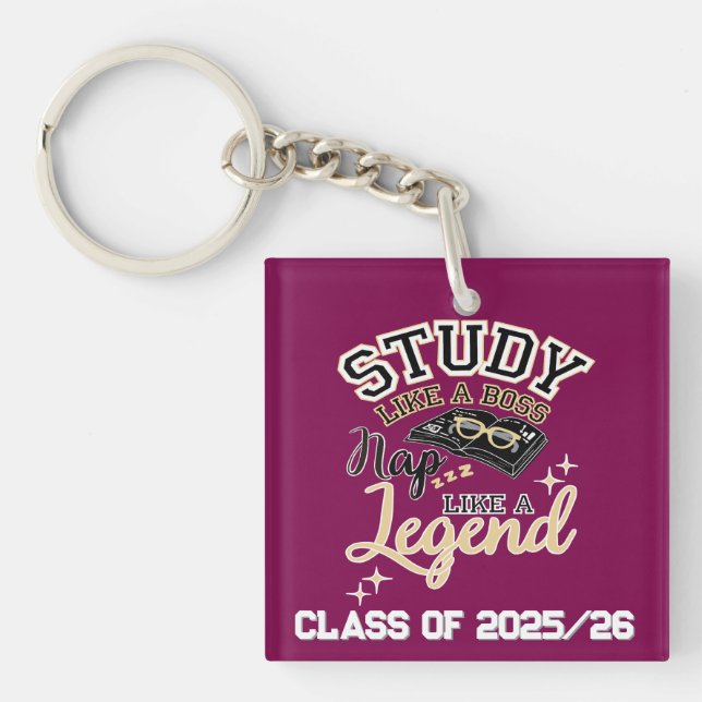 Llavero Estudiar como un jefe, Nap Like a Legend, regalo u (Frente)