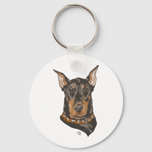 Llavero Estudio de cabeza de Doberman Pinscher (Anverso)