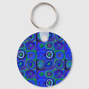 Llavero Estudio de color cuadrados Azules círculos