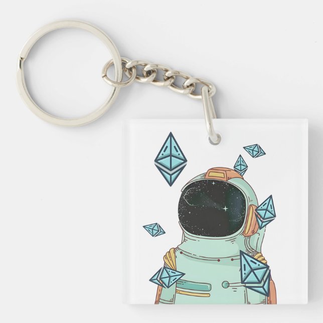 Llavero Ethereum To The Moon ETH Space Man Merch - Código  (Frente)