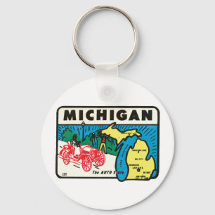 Llavero Etiqueta auto del estado de Michigan MI del viaje