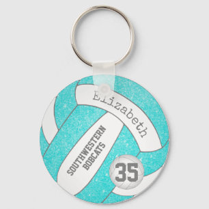 Llavero etiqueta de bolso de voleibol turquesa con nombre