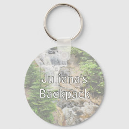 Llavero Etiqueta de mochila de cascada de montaña
