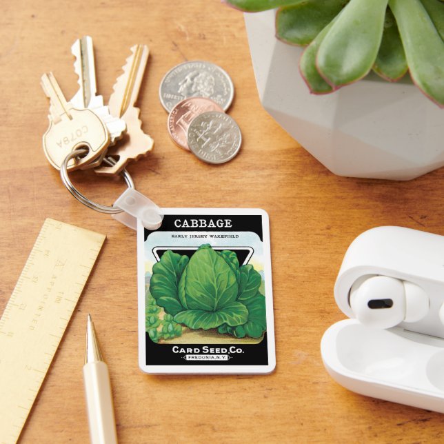 Llavero Etiqueta de paquete de semillas de época, repollo  (Escritorio )