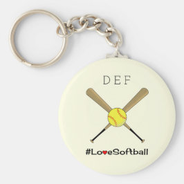 Llavero Etiqueta de softball de amor tus iniciales deporte