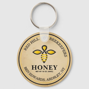 Llavero Etiqueta de tarro de miel de abeja Editable vintag